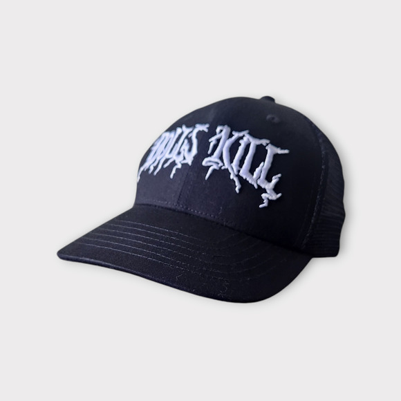 Dolls Kill Trucker Hat Embroidered Logo Snap Back Baseball Cap - Picture 4 of 10